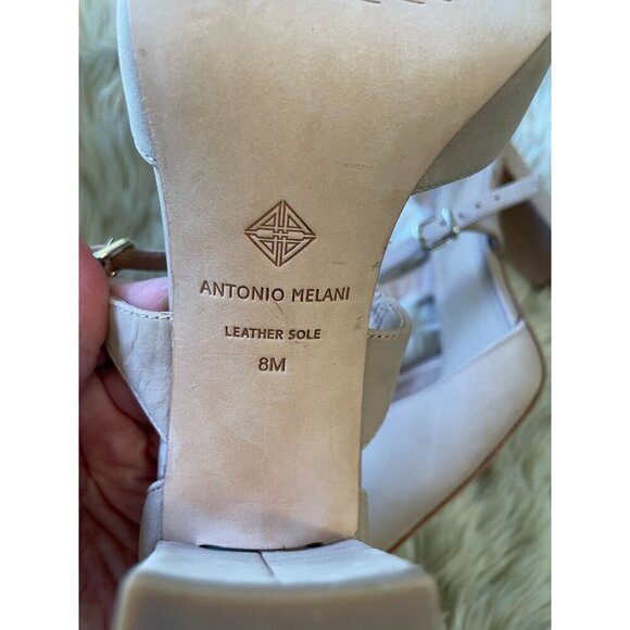 Antonio Melani Nude Suede Pointed Toe Ankle Strap Pumps Women's Size 8M - Picture 10 of 10